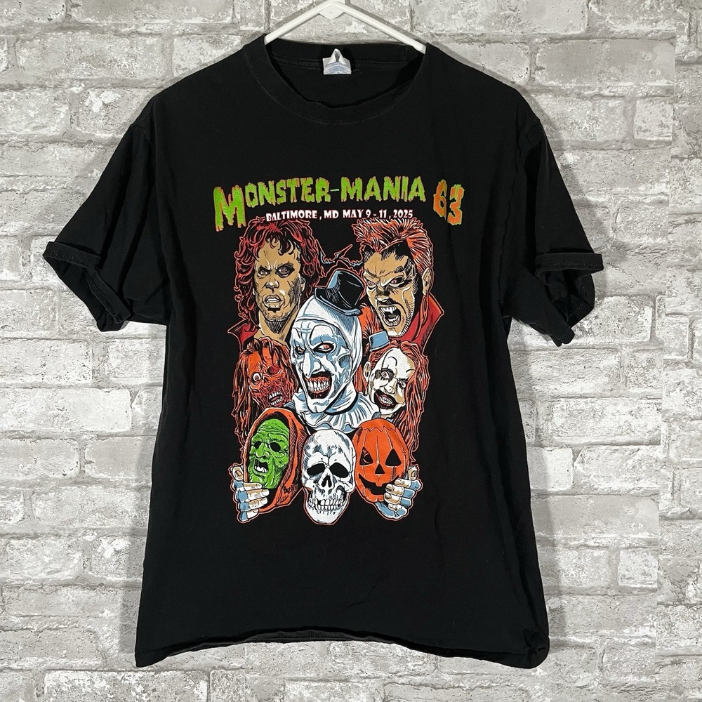Monster-Mania Con 63 T-shirt 2025 Double Sided Horror Size Medium Baltimore MD - Picture 1 of 7